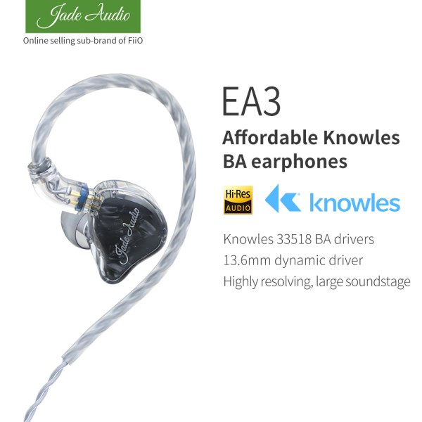 Nuevo EA3 HiFi Estereo 1BA(Knowles)+ 1 Auricular Hibrido Dinamico IEM Con 0,78 Cables Desmontables De 2 Pines Con Graves Profundos
