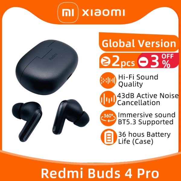 Nuevo Inalambricos Redmi Buds 4 Pro TWS, Cascos Con Bluetooth 5,3, Cancelacion Activa De Ruido, 3 Microfonos, 36 Horas De Vida, Para Xiaomi 12S