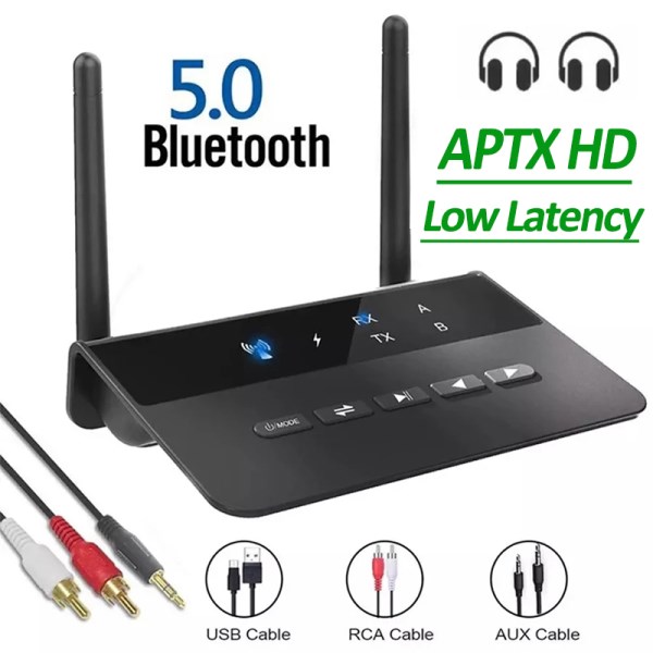 Nuevo Y Transmisor Bluetooth 5,0, Adaptador De Audio Inalambrico De Baja Latencia Aptx HD LL De 80M, Conector AUX RCA De 3,5Mm Para PC, TV Y Auriculares