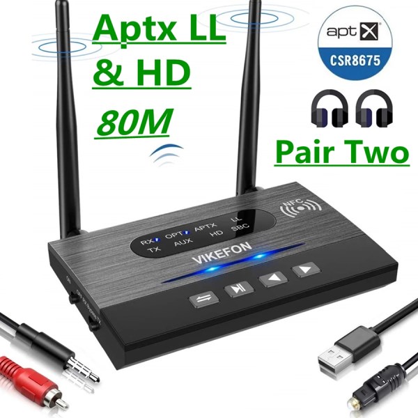 Nuevo Y Transmisor De Audio SPDIF Para Coche, Adaptador Inalambrico De Baja Latencia, HD, Bluetooth 5,0, 3,5Mm, 3,5, AUX, RCA, 80M, CSR8675, Aptx
