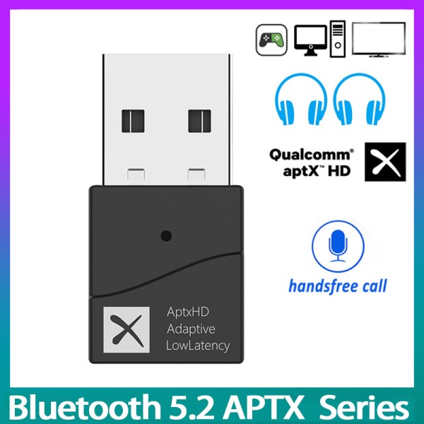 Nuevo Bluetooth 5,2 5,0 APTX HD LL Adaptador De Audio Inalambrico USB Adaptable De Baja Latencia Llamada Manos Libres Para PS4 Notebook PC TV