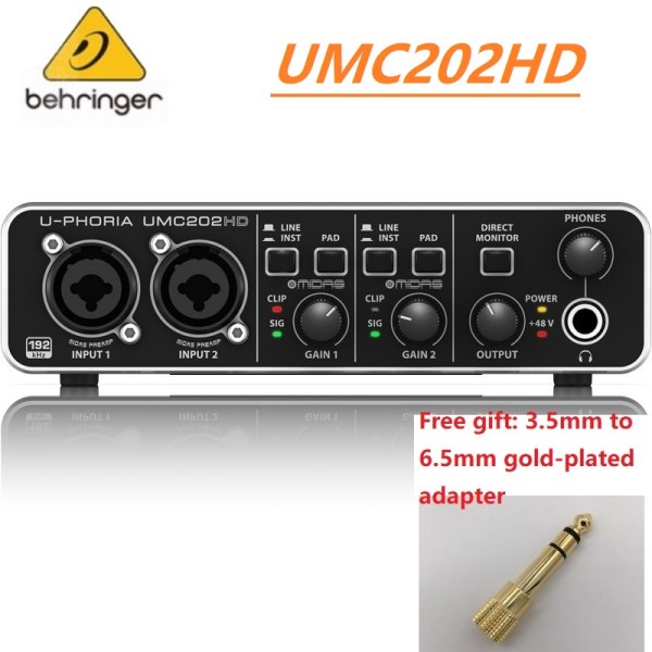 Nuevo De Microfono Para Grabacion En Vivo, Tarjeta De Sonido Externa, Interfaz De Audio USB, UMC22 UM2UMC202HD