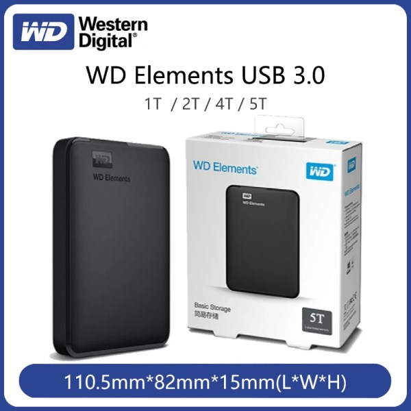 Nuevo Digital WD Elements-Disco Duro Externo Portatil De 2,5 Pulgadas, 1TB, 2TB, 4TB, 5TB, USB 3,0