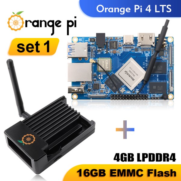 Nuevo De Desarrollo Orange Pi 4 LTS + Metal Shell, RK3399 Ordenador Individual, 4GB De RAM, Wifi, BT5.0, Funciona Con Android, Ubuntu, Linux OS
