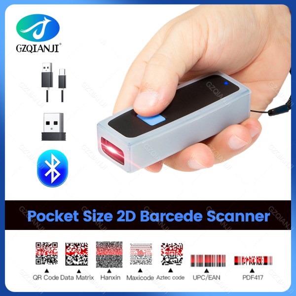 Nuevo Escaner De Codigo De Barras Con Bluetooth, Dispositivo Inalambrico Con Cable USB, Bluetooth 2,4G, 1D, 2D, QR, PDF417, Codigo De Barras Para IPad, Telefono, Tableta Android