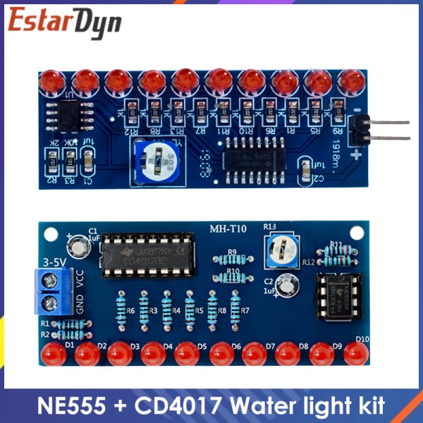 Nuevo De Electronica Inteligente NE555 + CD4017, Modulo De Luz LED Flujo De Agua, Kit De Aprendizaje De Principios Electronicos, Laboratorio Para Ni Os