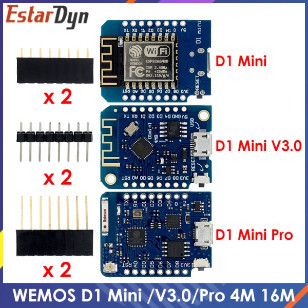 Nuevo Placa De Desarrollo WIFI D1 Mini, Placa NodeMCU Lua IOT De 3,3 V Con Pines, ESP-12, CH340G, V2, USB, WeMos D1, ESP8266