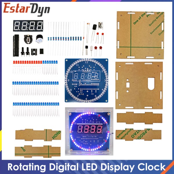 Nuevo De Pantalla LED Digital Giratorio, Kit De Reloj Electronico, Alarma, 51 SCM, Tablero De Aprendizaje 5V DS1302, Bricolaje